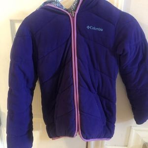 Girls Columbia reversible coat size 10-12